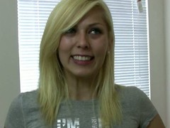 Cute coed lacey plays with say no to trifle